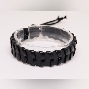 Men's bracelet leather‎ braided black new e15